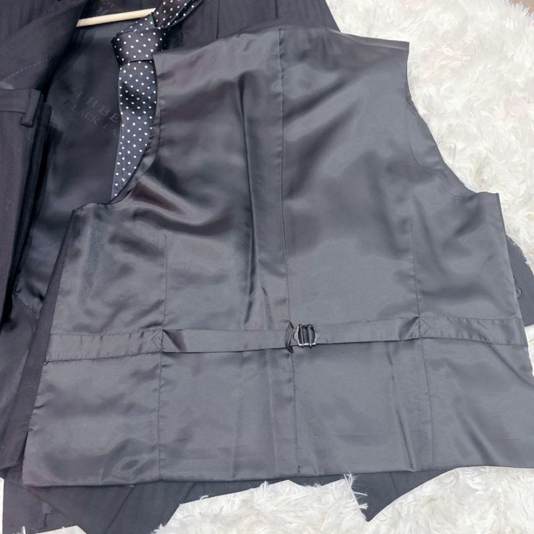 美品 BURBERRY 黒 ブラック ストライプ スーツ ベスト スリーピース