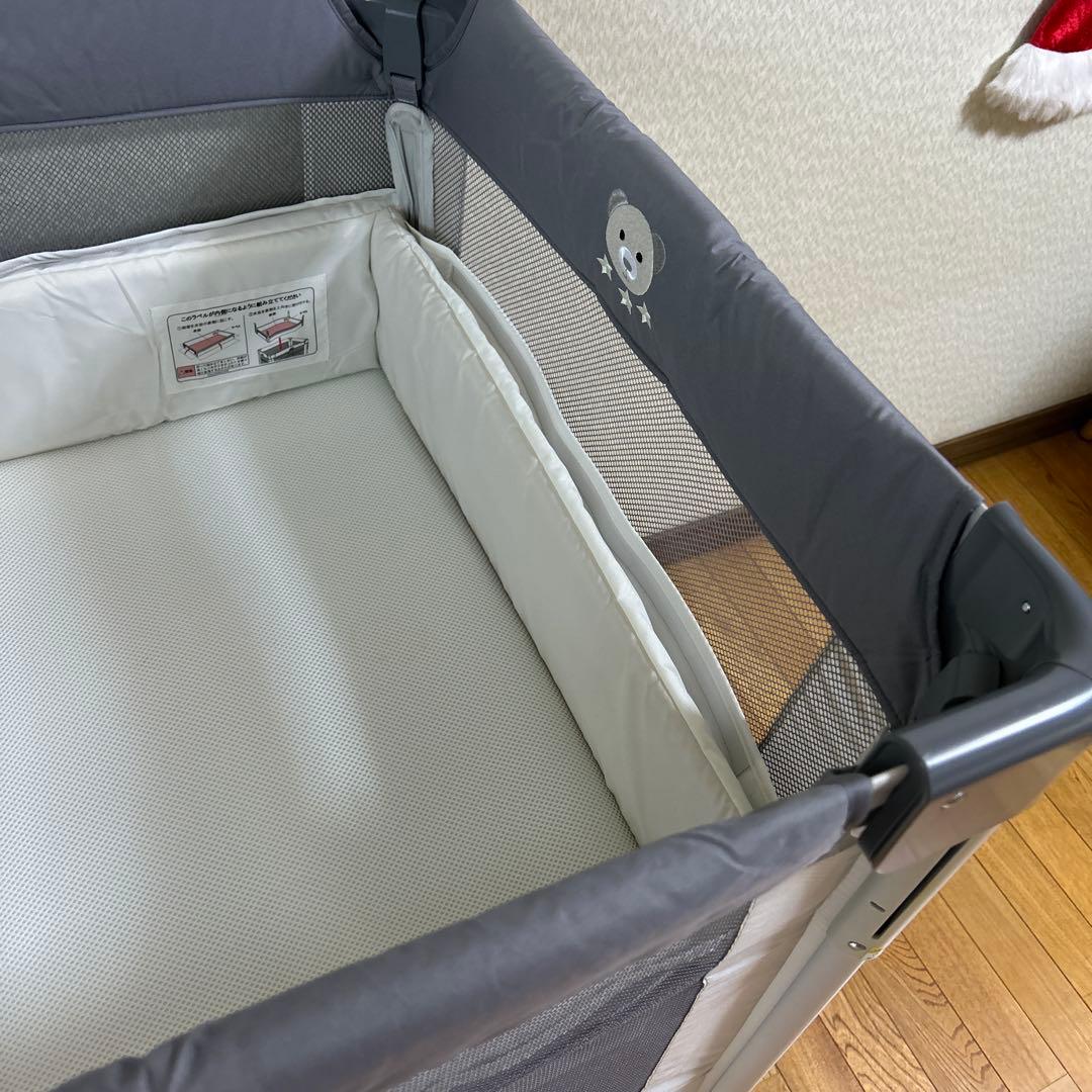 【美品】Aprica アップリカ　ココネルエアー AB グレーベア　ベビーベッド