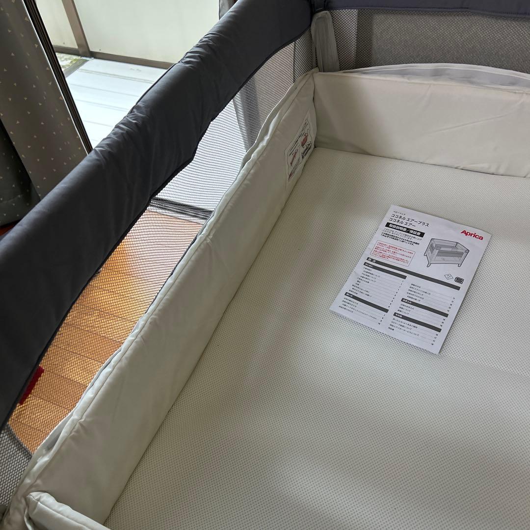 【美品】Aprica アップリカ　ココネルエアー AB グレーベア　ベビーベッド