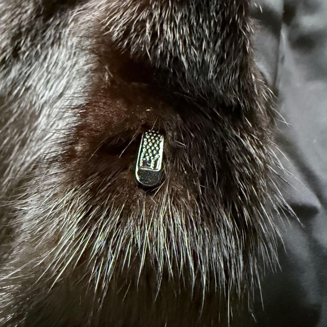 三越 ミンクコート ダークブラウン系 リアルファー ミドル丈　レディース