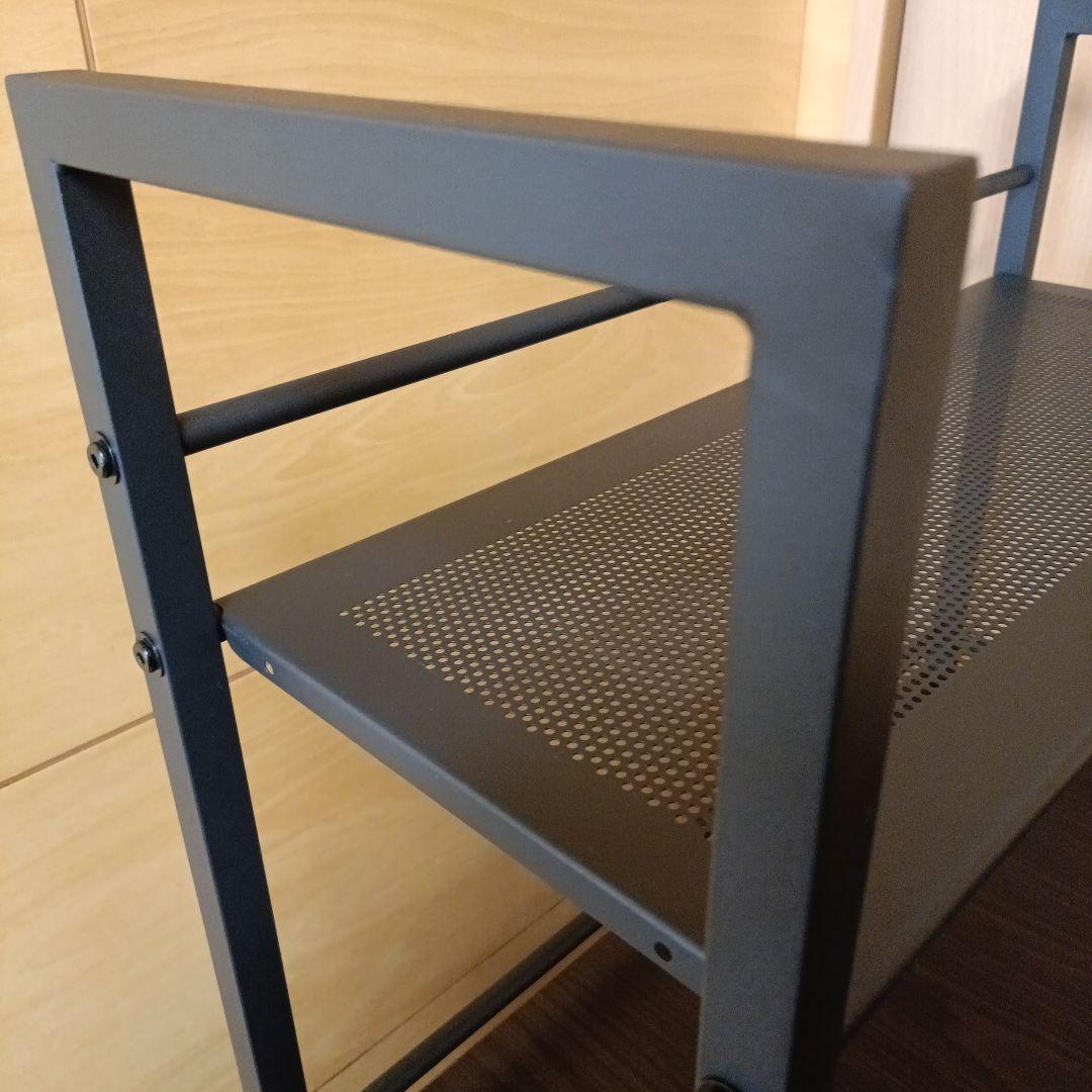 ダークブラウン パソコンデスク 3段オープンシェルフ付き