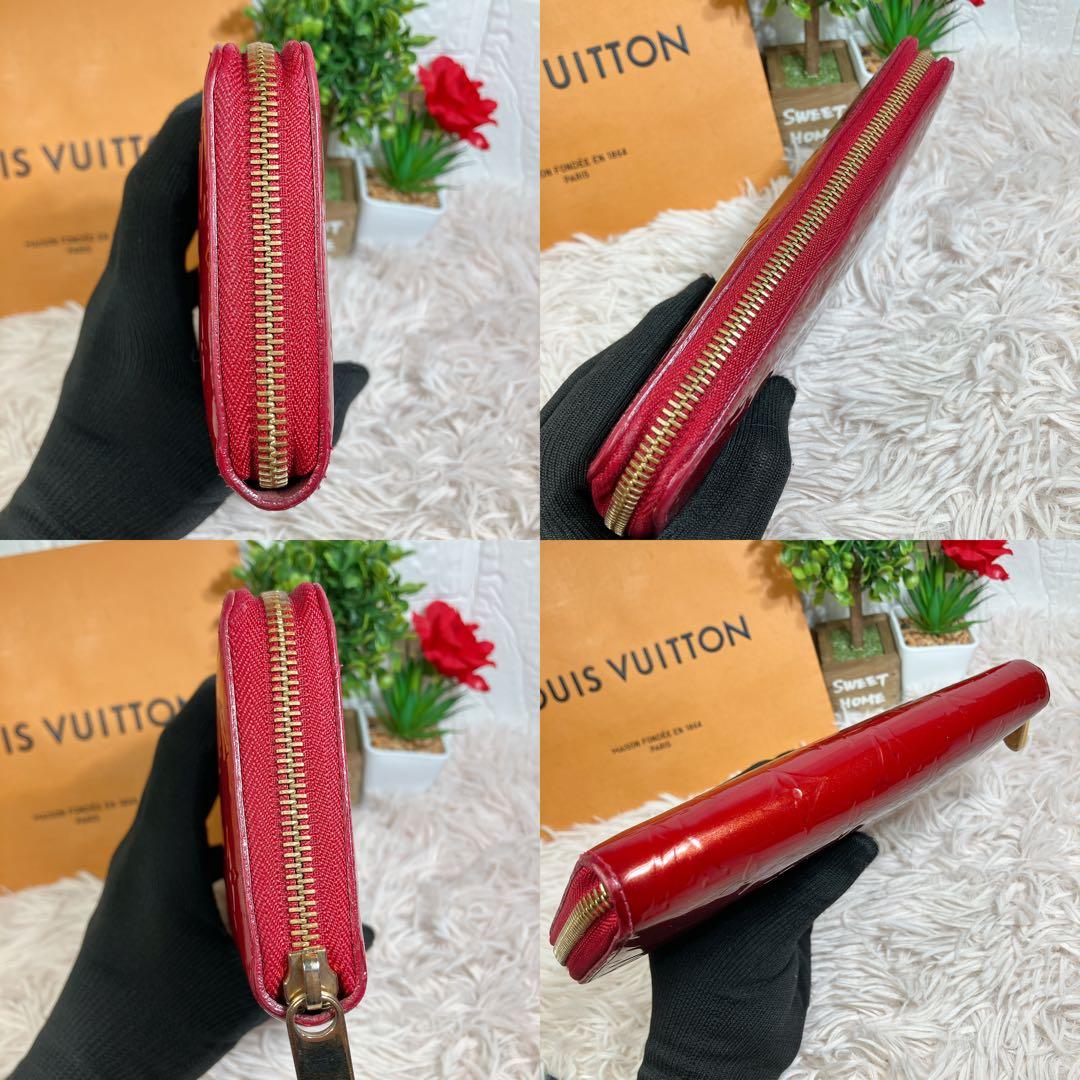 美品 ルイヴィトン ヴェルニ エナメル ジッピーウォレット レッド パテント