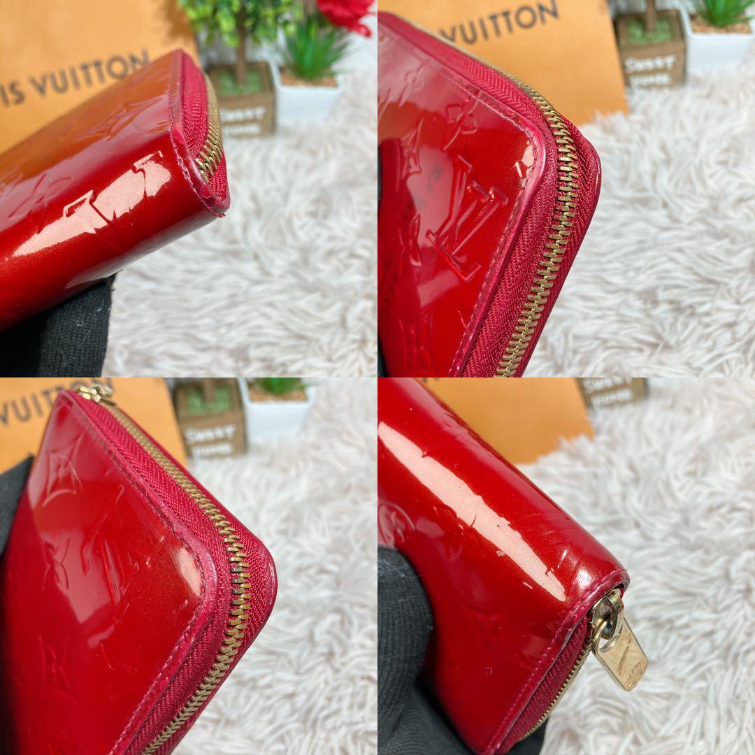 美品 ルイヴィトン ヴェルニ エナメル ジッピーウォレット レッド パテント