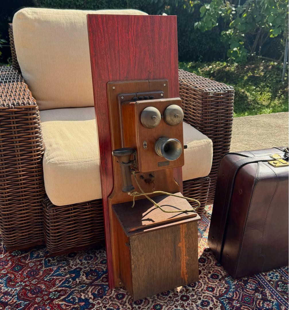 昭和4年製アンティーク電話機 レトロインテリア 木製壁掛け式