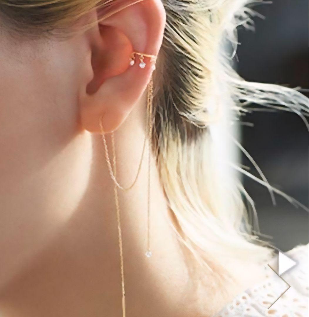 【もこもこ】アーカー ビンドゥチェーンダイヤモンド ピアス(片耳用)