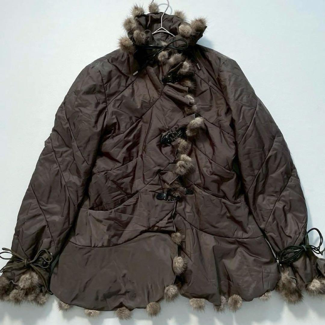 【66】エルマンノシェルヴィーノ　ミンクファー付き中綿ジャケット 42