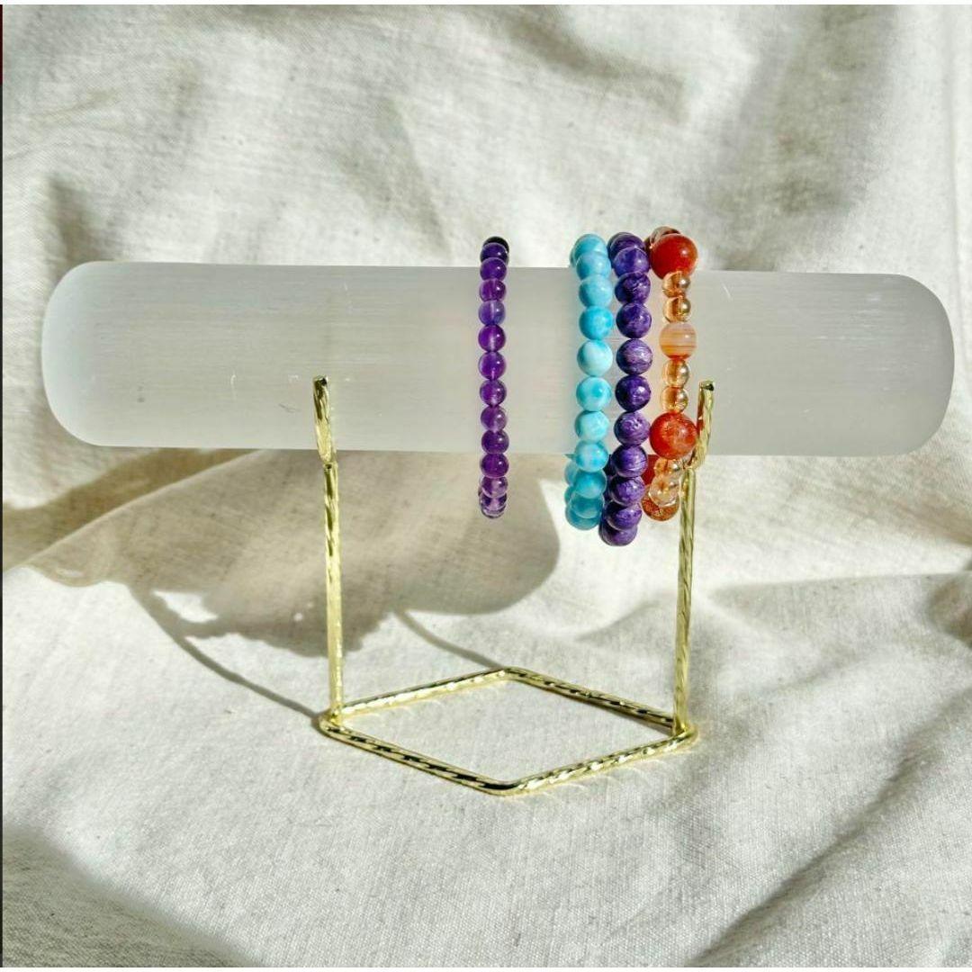 【セレナイト】ブレスレット ホルダー 数珠 ビーズ パワーストーン 浄化