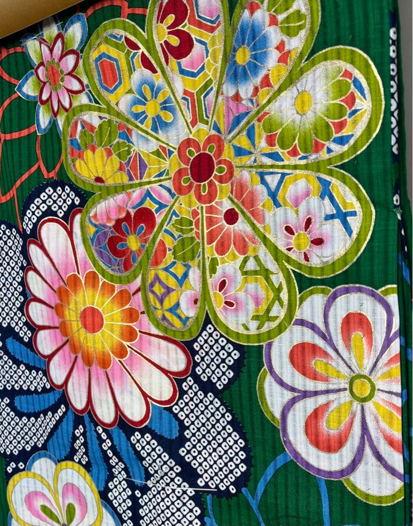 新品　未使用品　ViVi Sienne 仕立て上がりブランド浴衣　緑　ゆかた