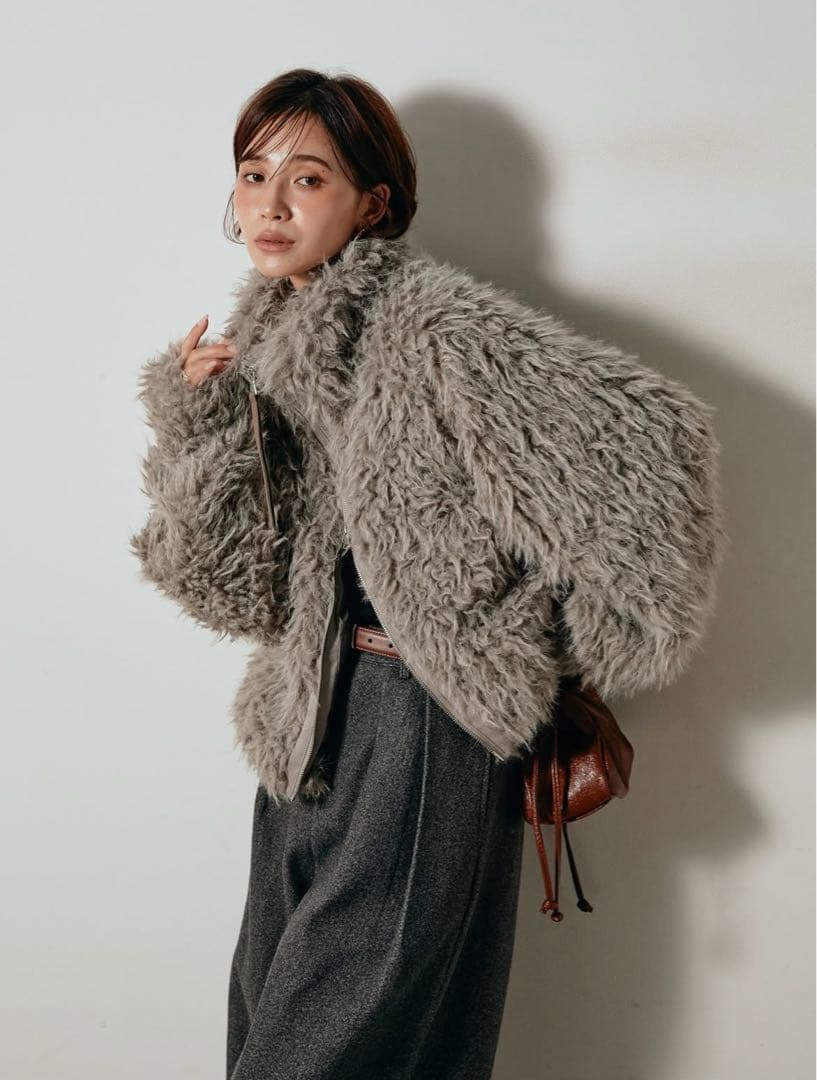 ESICA ミックスファースタンドブルゾン　モカ