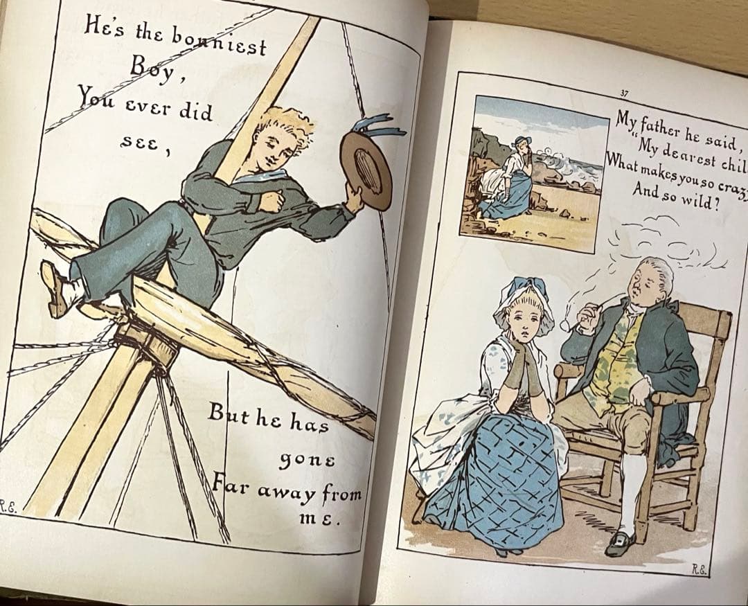 No416希少 アンティーク 古書 洋書 絵本 ビクトリアン 児童書 民謡 童謡