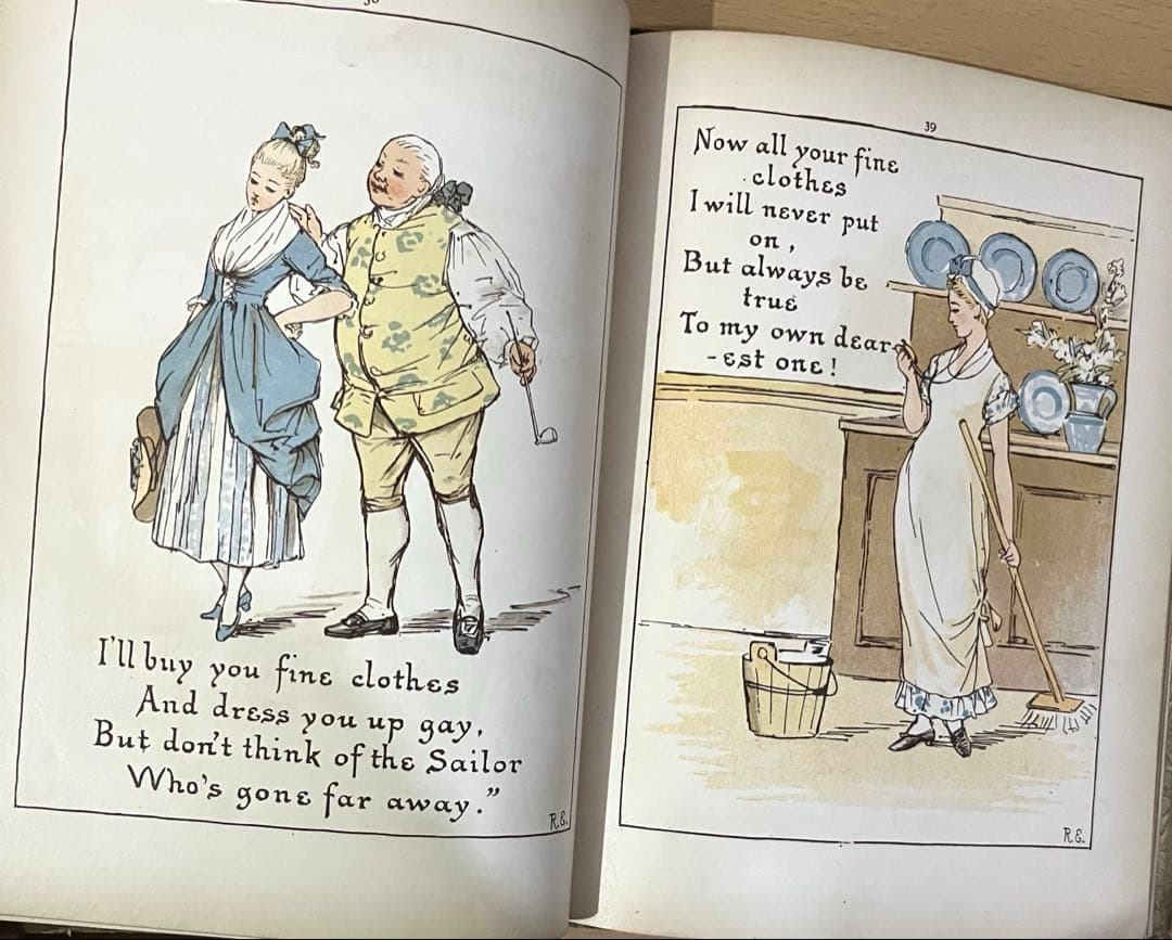 No416希少 アンティーク 古書 洋書 絵本 ビクトリアン 児童書 民謡 童謡