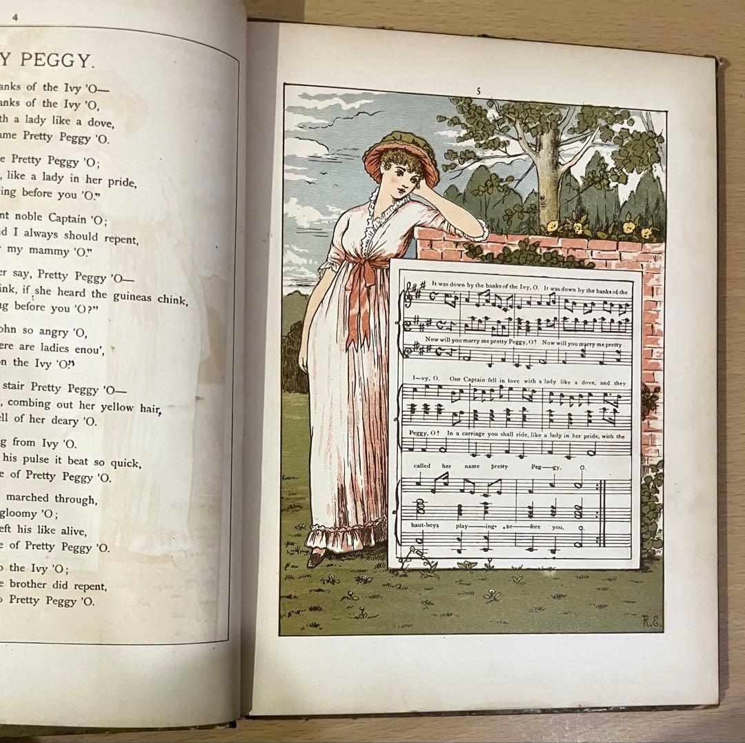 No416希少 アンティーク 古書 洋書 絵本 ビクトリアン 児童書 民謡 童謡