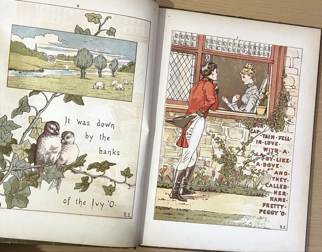 No416希少 アンティーク 古書 洋書 絵本 ビクトリアン 児童書 民謡 童謡