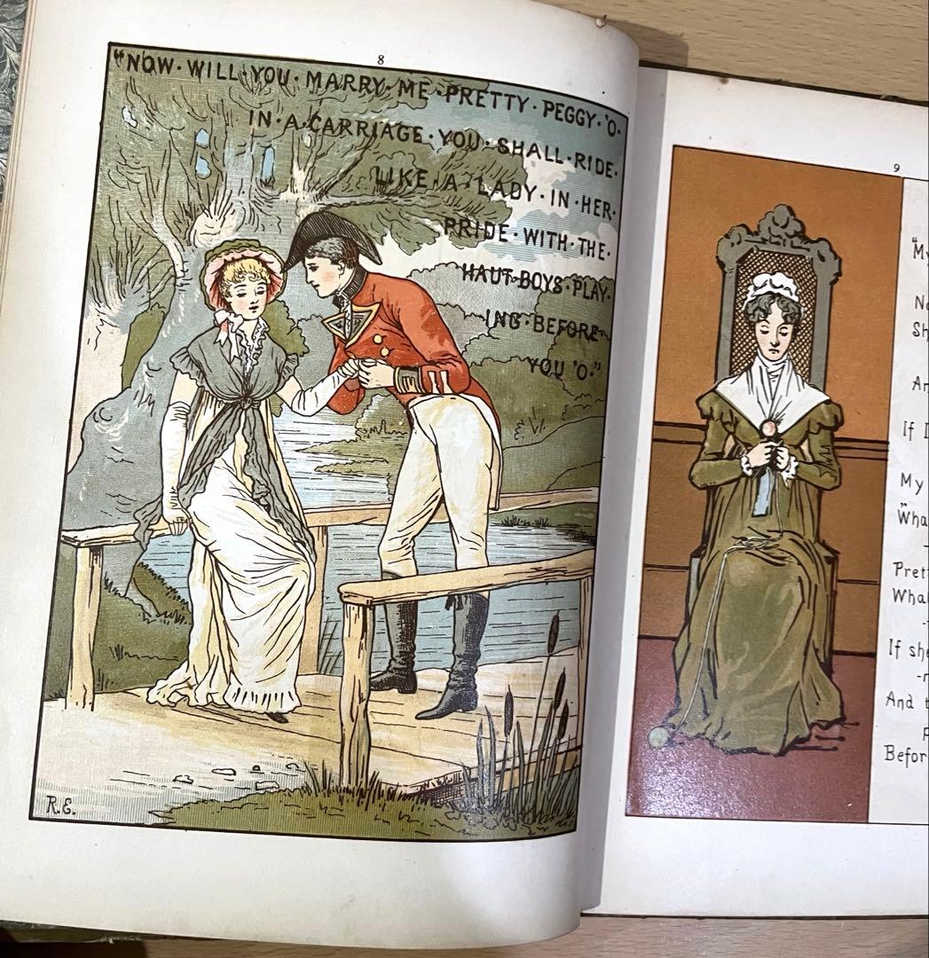 No416希少 アンティーク 古書 洋書 絵本 ビクトリアン 児童書 民謡 童謡