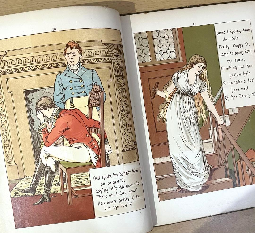 No416希少 アンティーク 古書 洋書 絵本 ビクトリアン 児童書 民謡 童謡