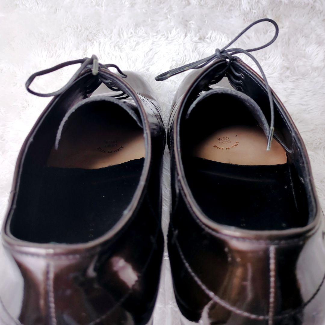 美品 ヒューゴボス ビジネスシューズ ドレスシューズ エナメル メンズ ブラウン