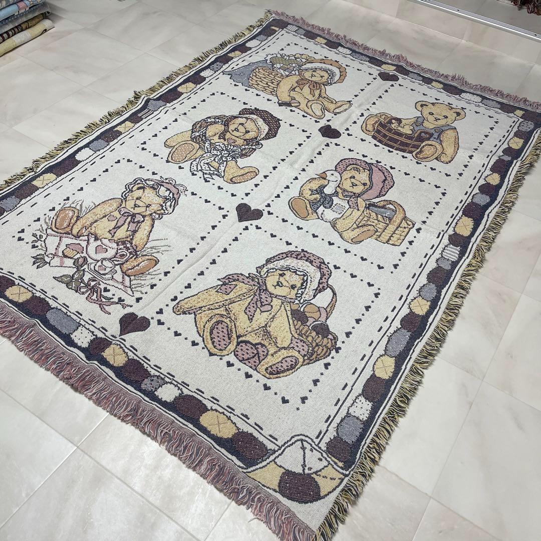 クマ　テディベアー　マルチカバー　ソファーカバー　ラグ　171x122