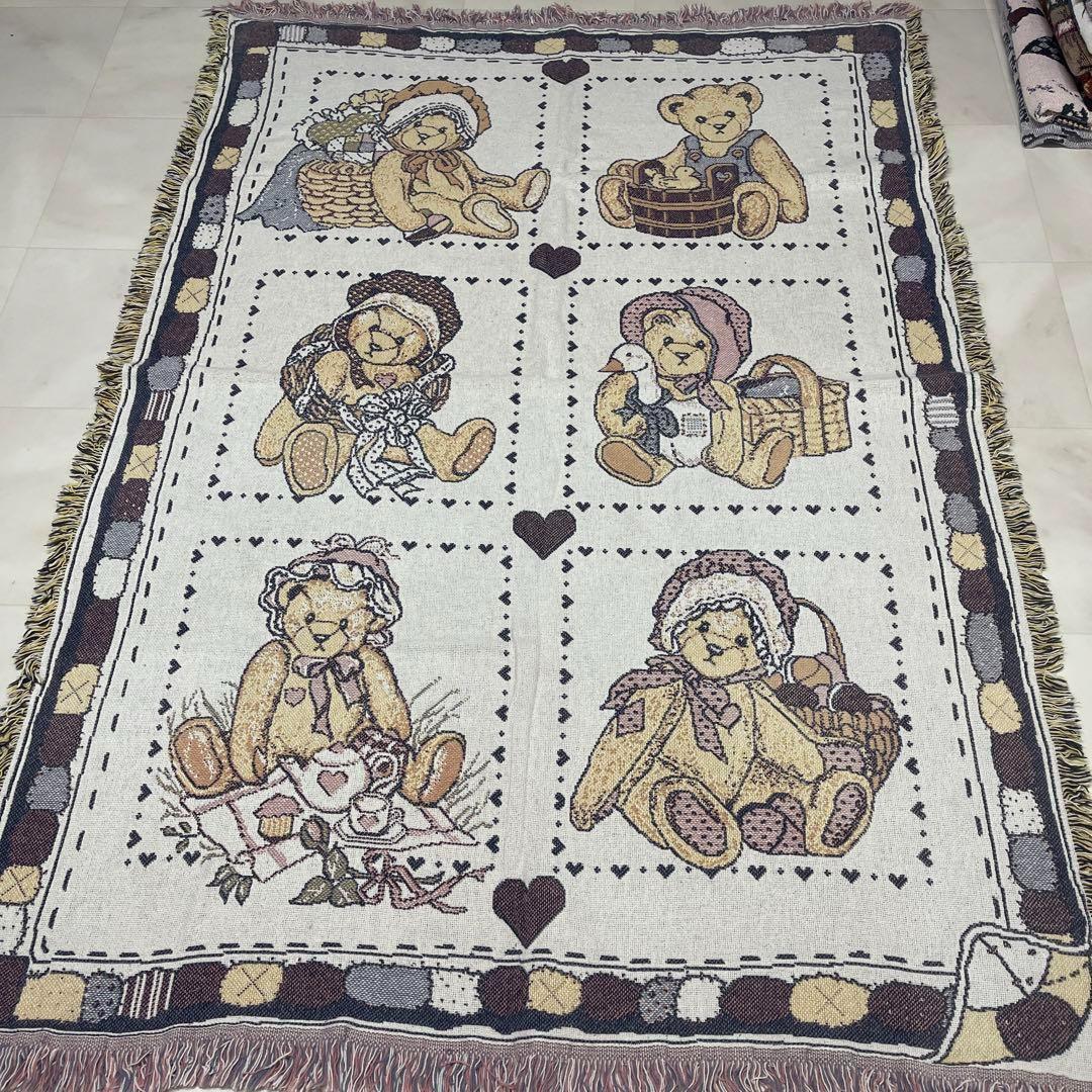 クマ　テディベアー　マルチカバー　ソファーカバー　ラグ　171x122