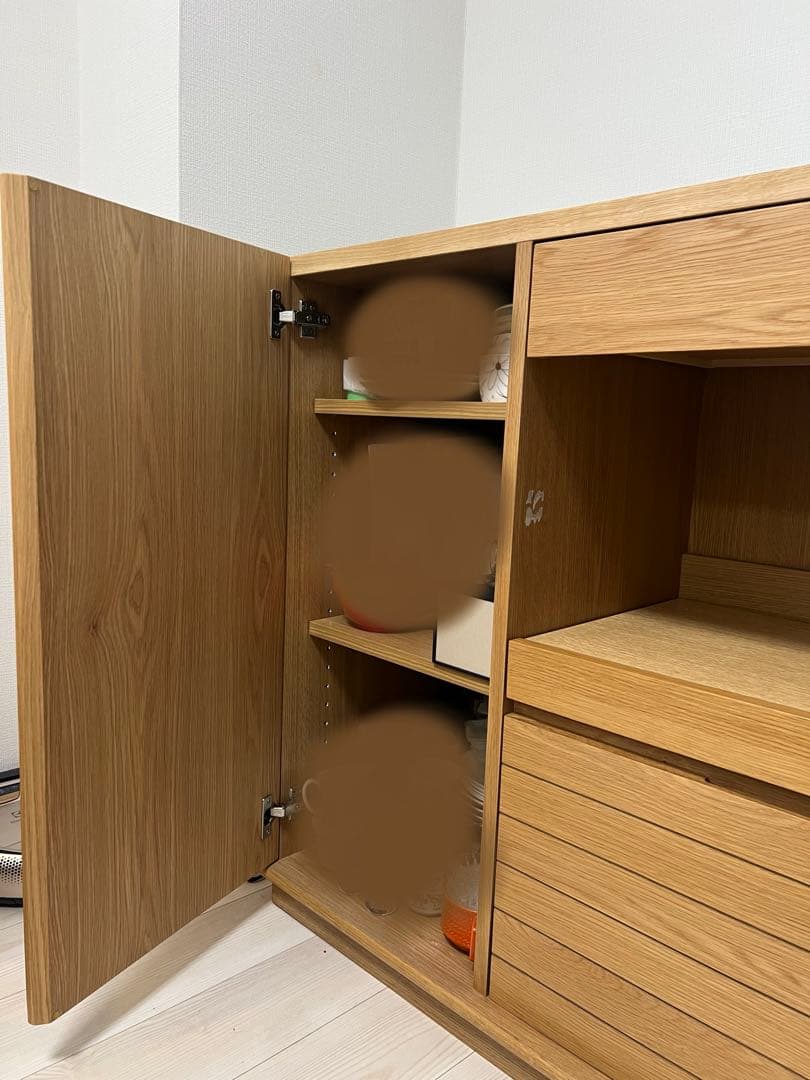 【送料込み】unico SOLK キッチンカウンター 食器棚　W1200