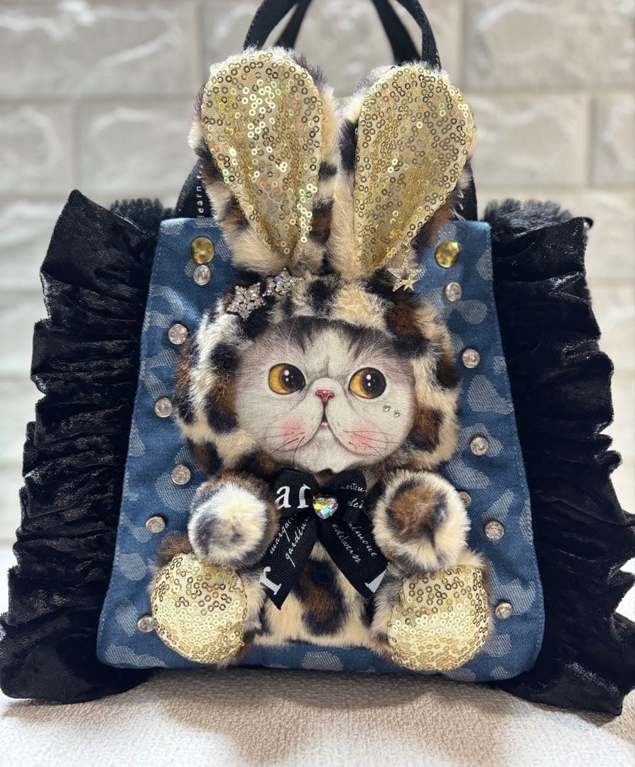 ゆ*ら様 コヤンイサムチョン　ファーフリルトートバッグ　ヒョウ柄マンドゥちゃん