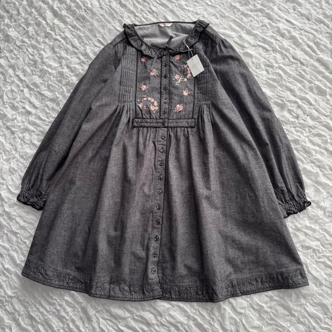 【新品未使用】 ピンクハウス ブラウス シャツ フリルカラー 花刺繍