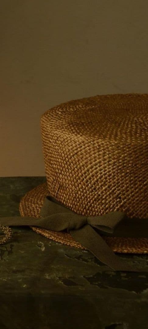 カワムラ帽子店、瑠璃、草木染めリボン、カンカン帽