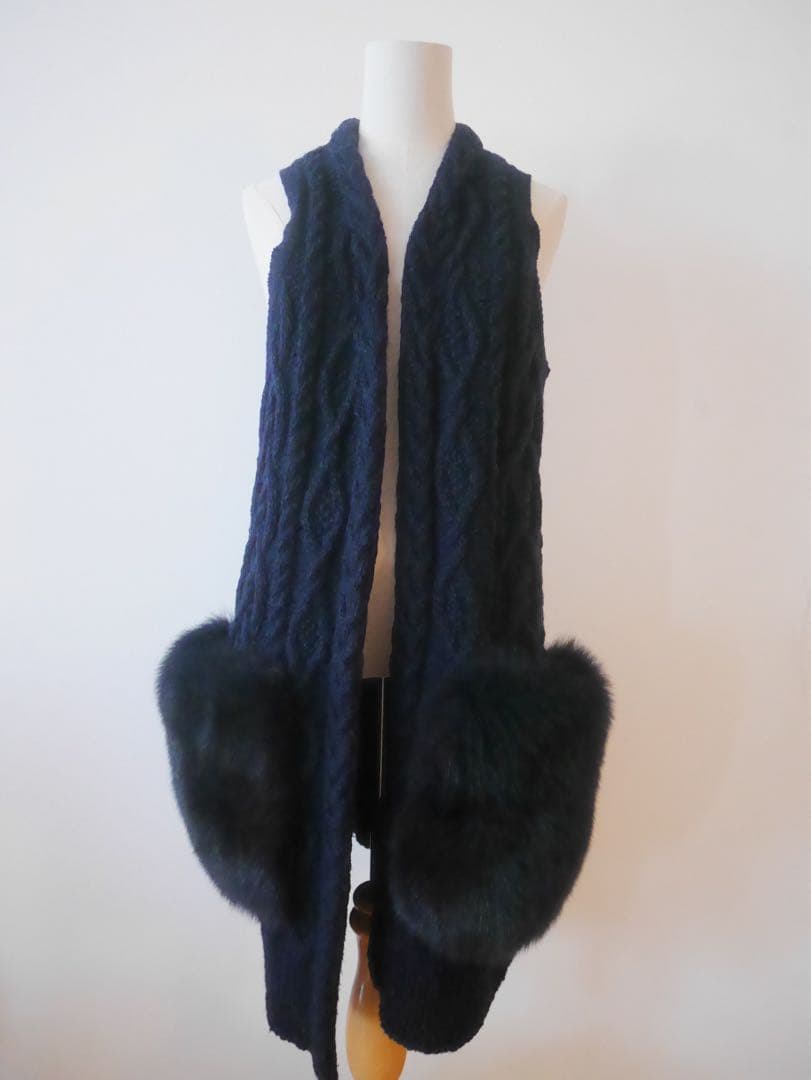 【美品！】Cruciani クルチアーニ ファーポケットニットジレ