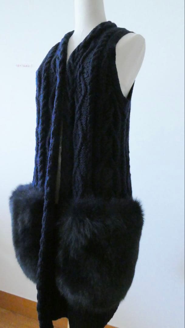 【美品！】Cruciani クルチアーニ ファーポケットニットジレ