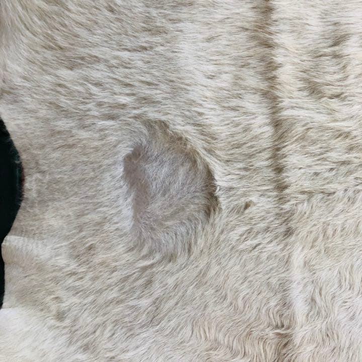 無地ホワイト牛革ラグ 縦270cm横223cm Cowhide Rug