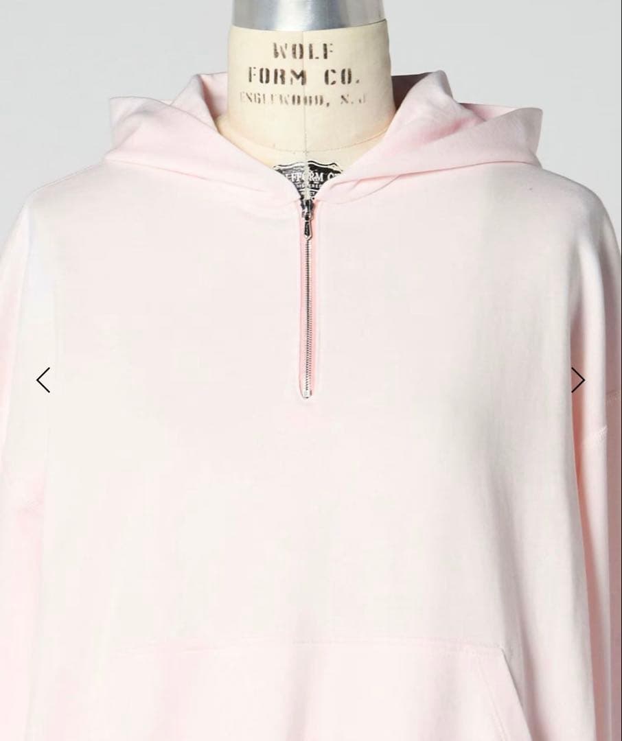 【新品未使用】Drawer ドゥロワー 今季ピンク裏毛ハーフジップフーディ