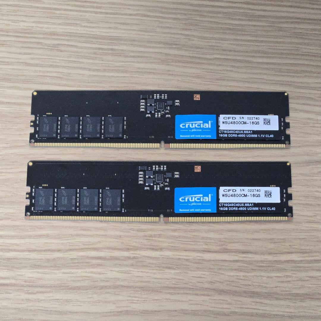 メモリー DDR5 32GB 4800MHz UDIMM 16GB x 2