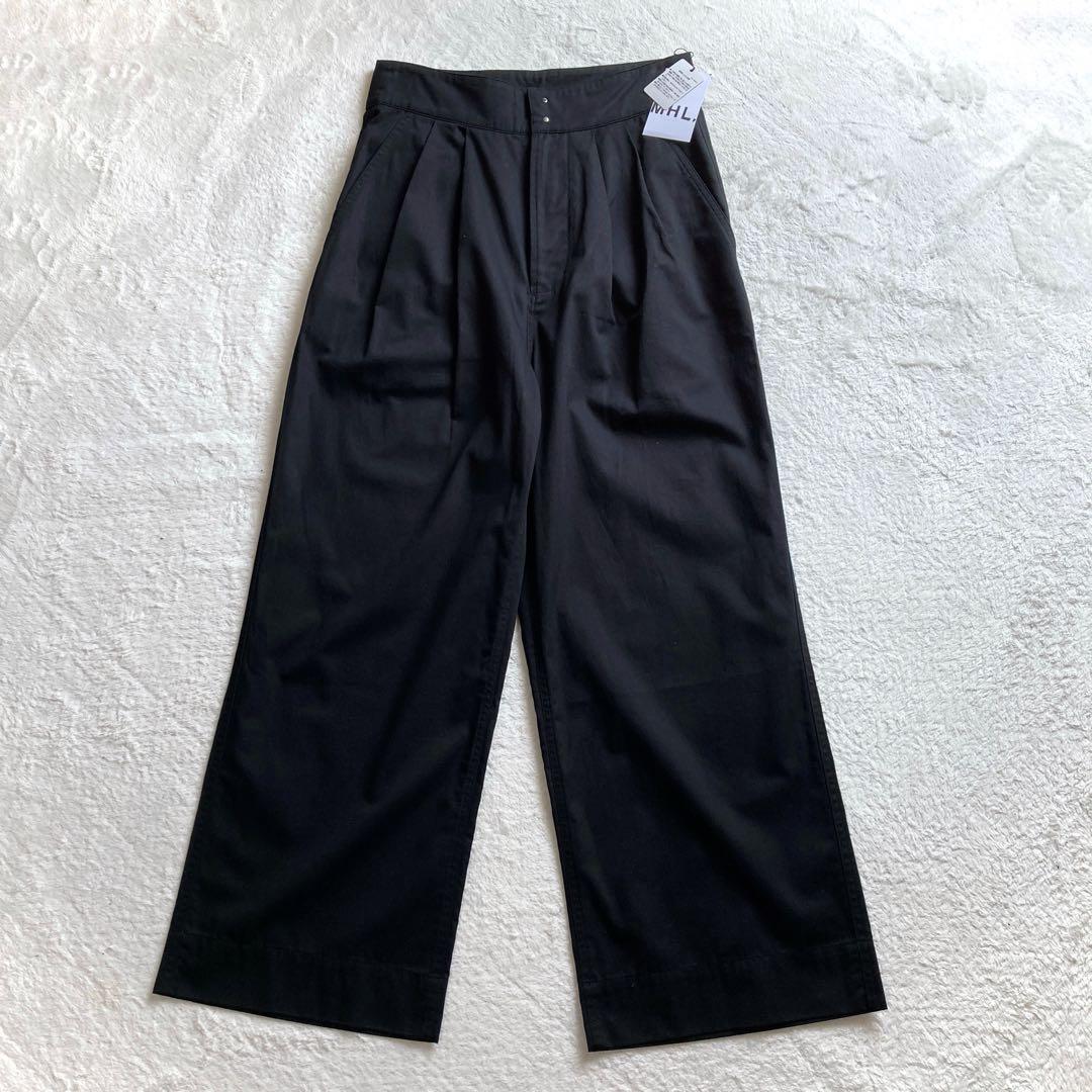 新品タグ MHL. ワイドパンツ SOFT DENSE COTTON 黒 M 2