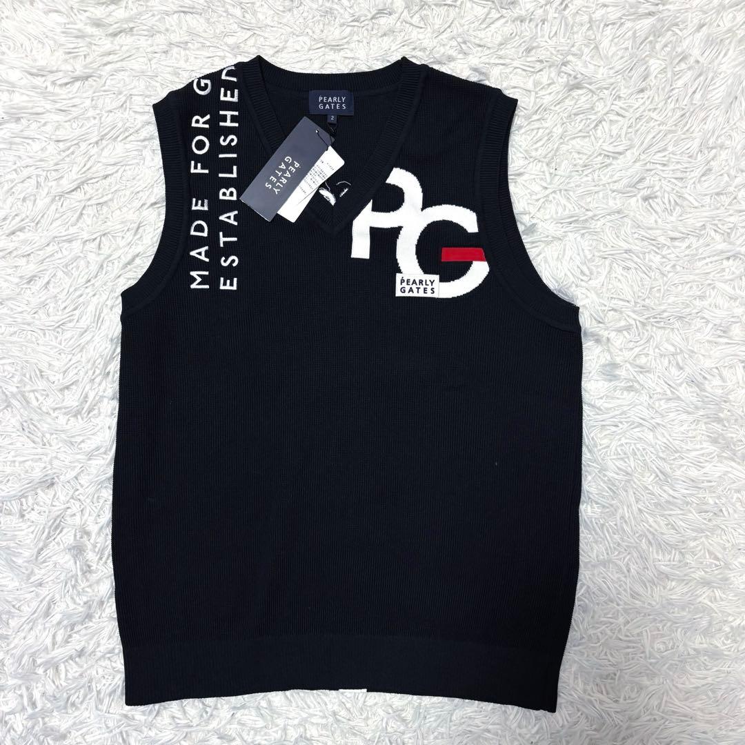 新品未使用 パーリーゲイツ ニットベスト Vネック ビックロゴ ニットセーター