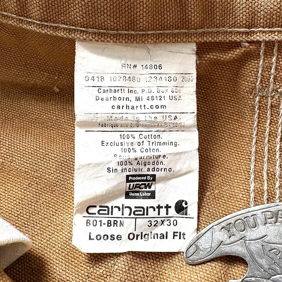 carhartt ダブルニー usa製 W32 L30 ブラウン 鬼フェード