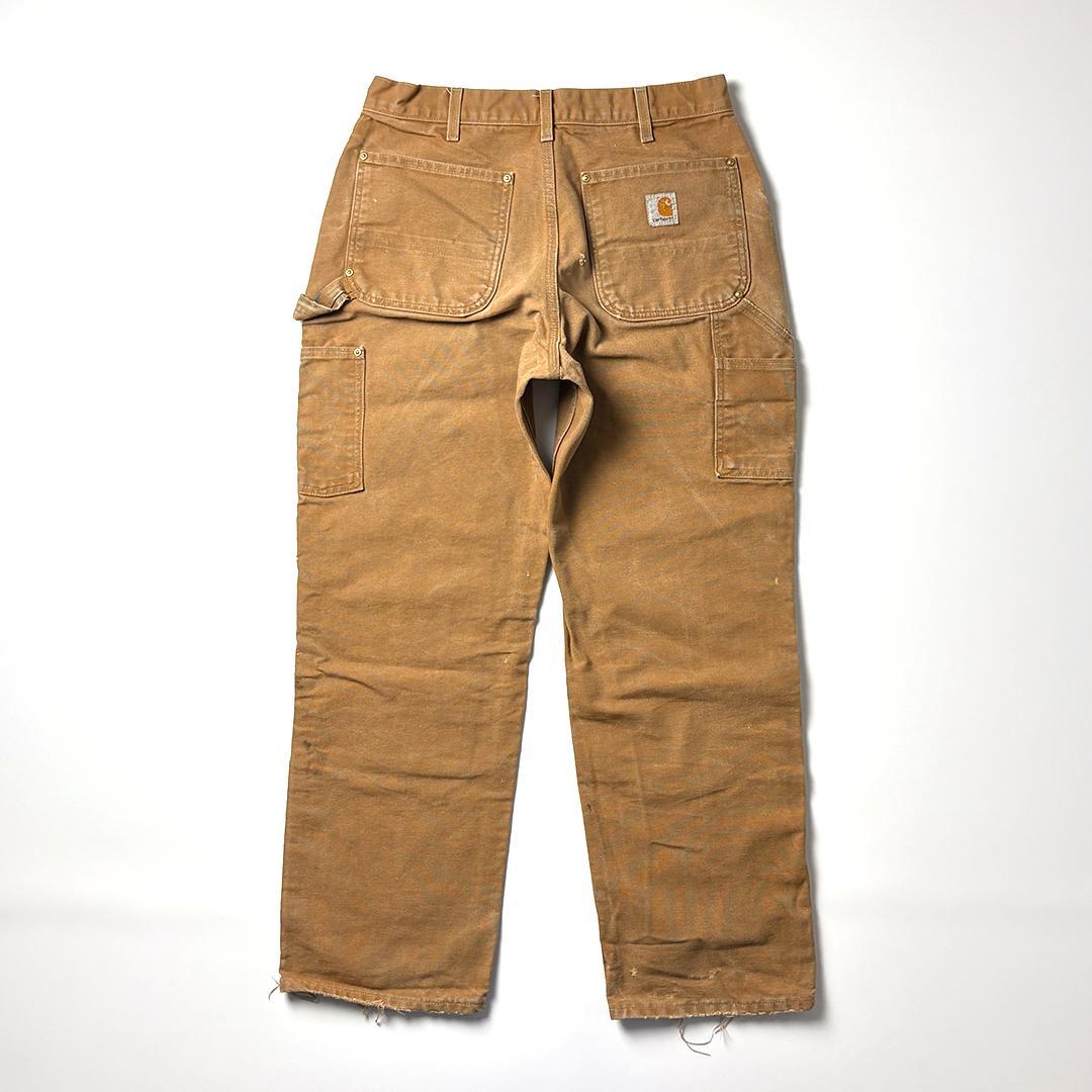 carhartt ダブルニー usa製 W32 L30 ブラウン 鬼フェード