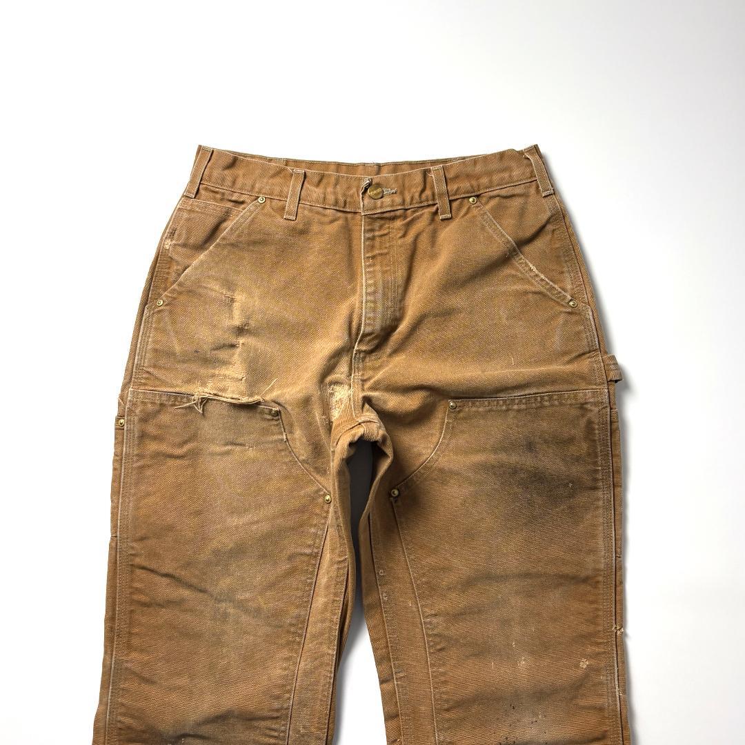 carhartt ダブルニー usa製 W32 L30 ブラウン 鬼フェード