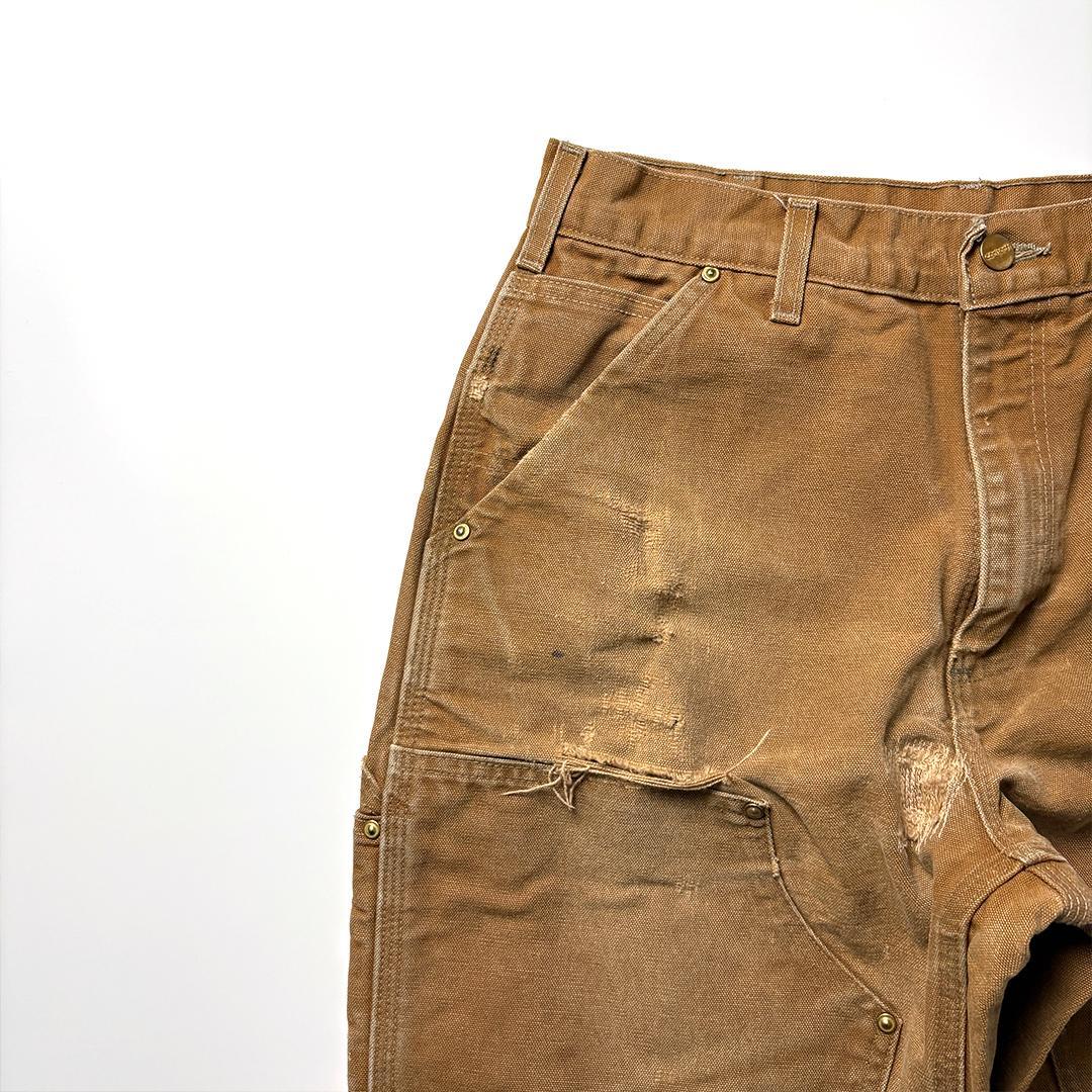 carhartt ダブルニー usa製 W32 L30 ブラウン 鬼フェード