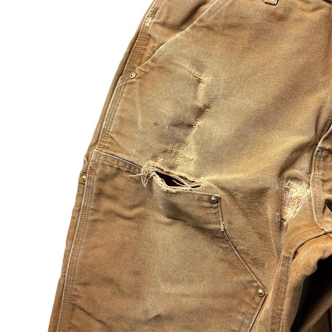 carhartt ダブルニー usa製 W32 L30 ブラウン 鬼フェード