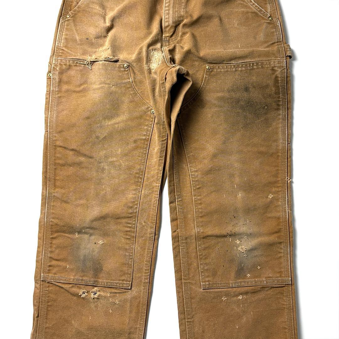 carhartt ダブルニー usa製 W32 L30 ブラウン 鬼フェード