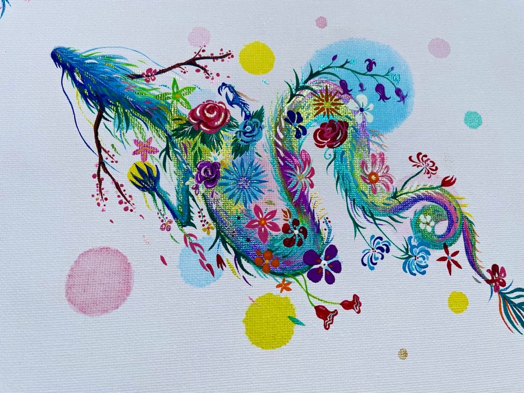 「幻の花龍」 開運絵画 龍神 花龍 抽象画 アクリル画 龍ノツカイ