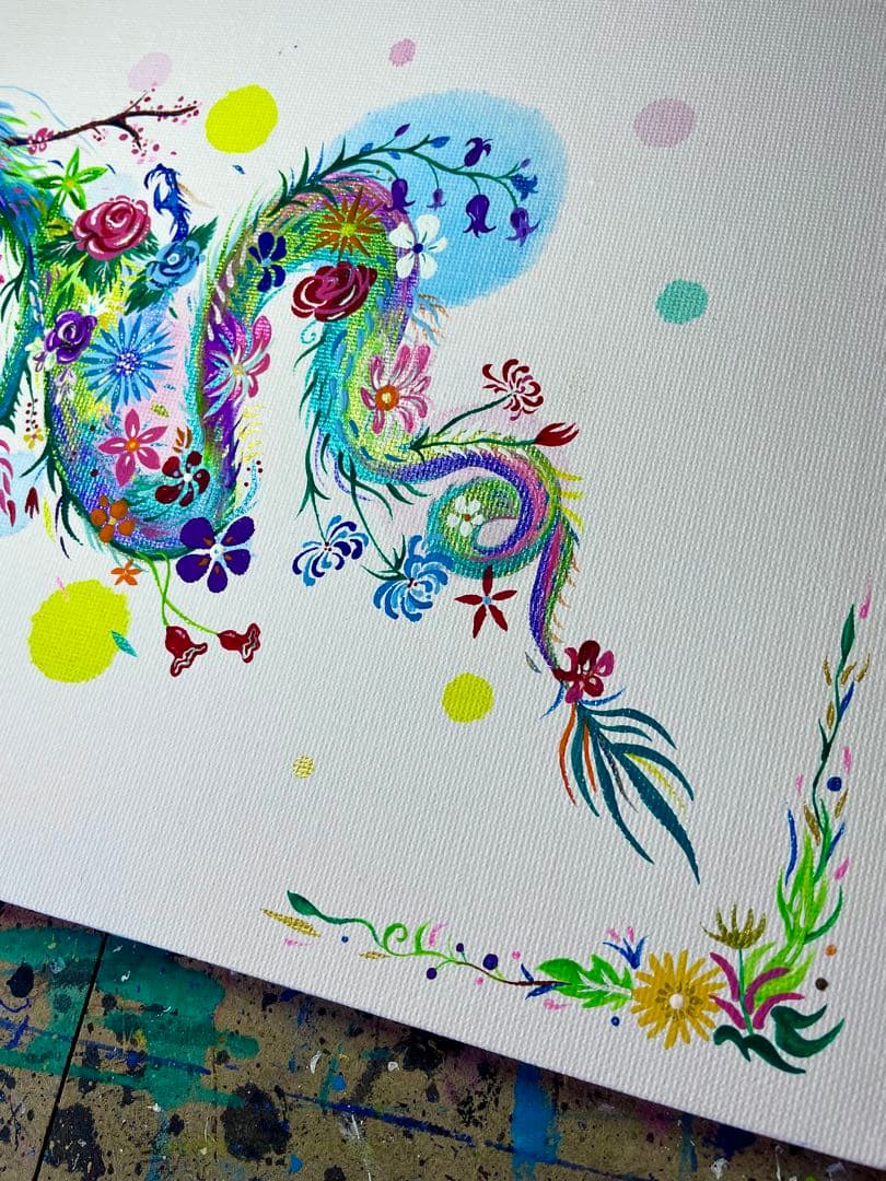 「幻の花龍」 開運絵画 龍神 花龍 抽象画 アクリル画 龍ノツカイ