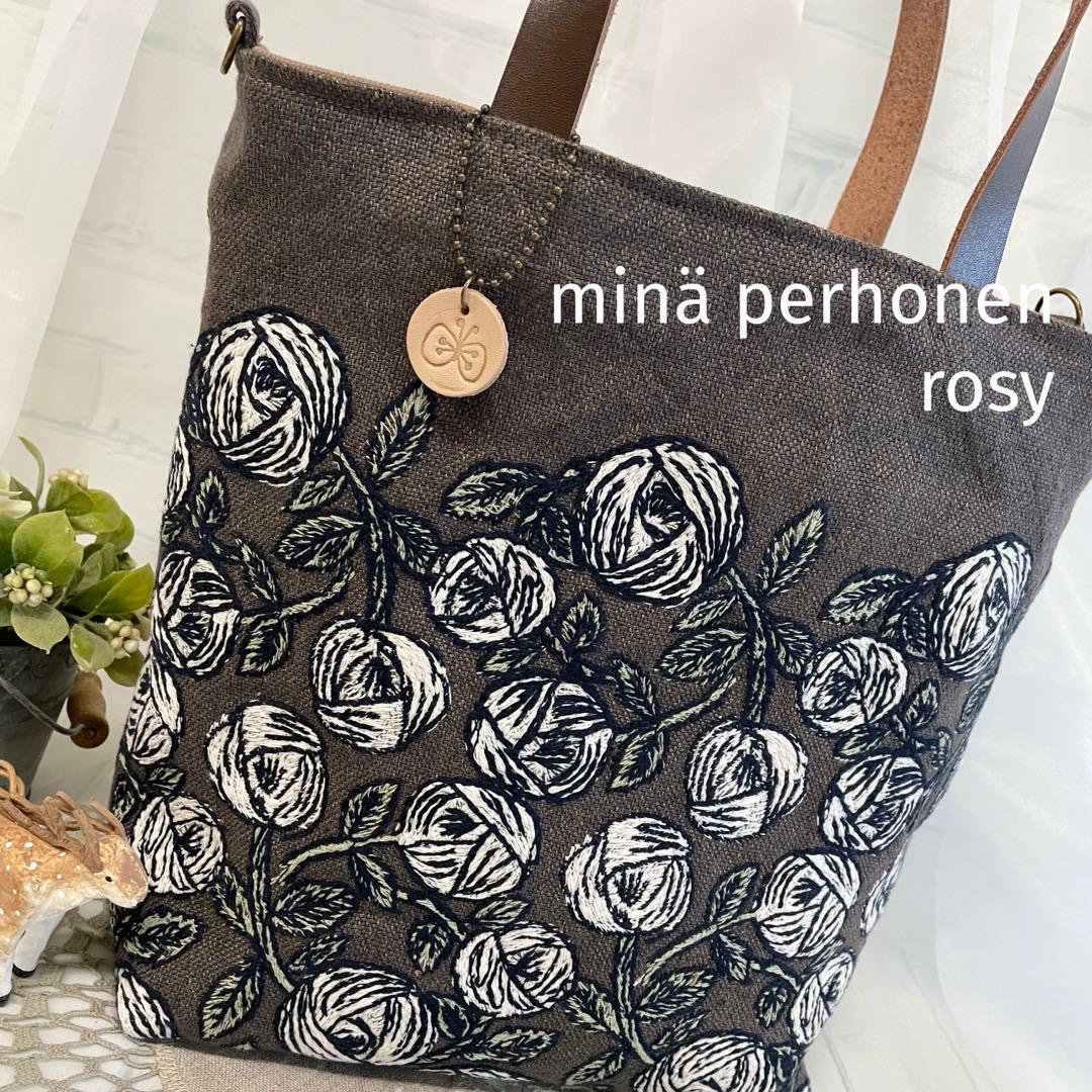 ハンドメイド　シンプルトートバッグ　ミナペルホネン rosy 449