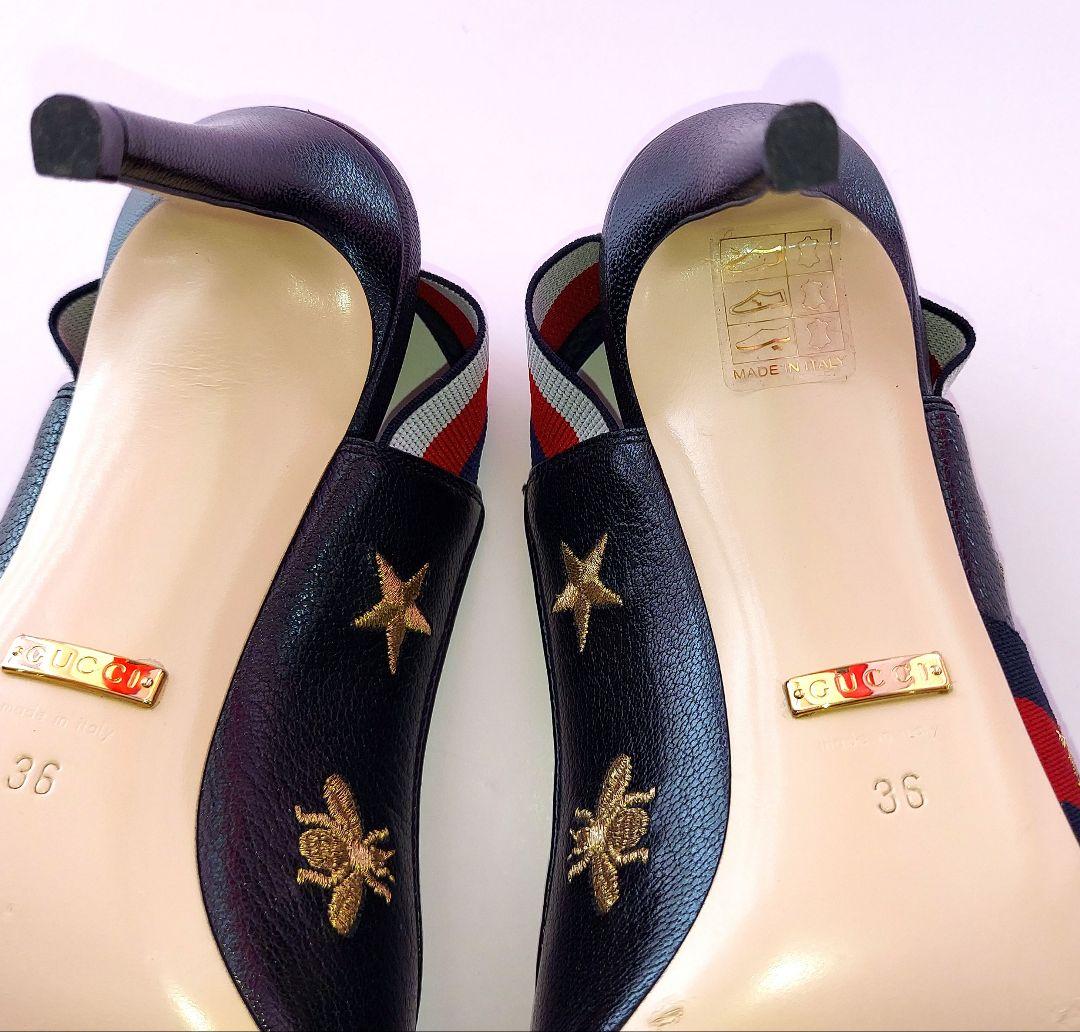 GUCCI✨36 レザースター柄パンプス黒