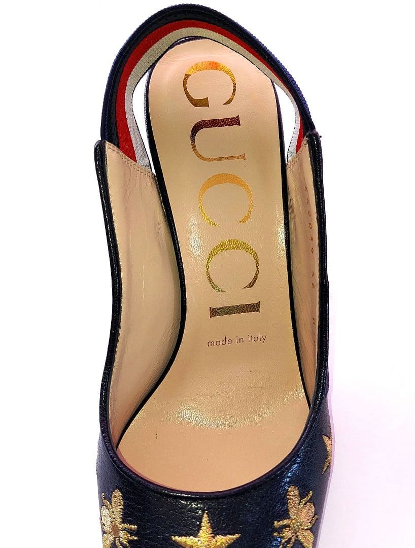 GUCCI✨36 レザースター柄パンプス黒