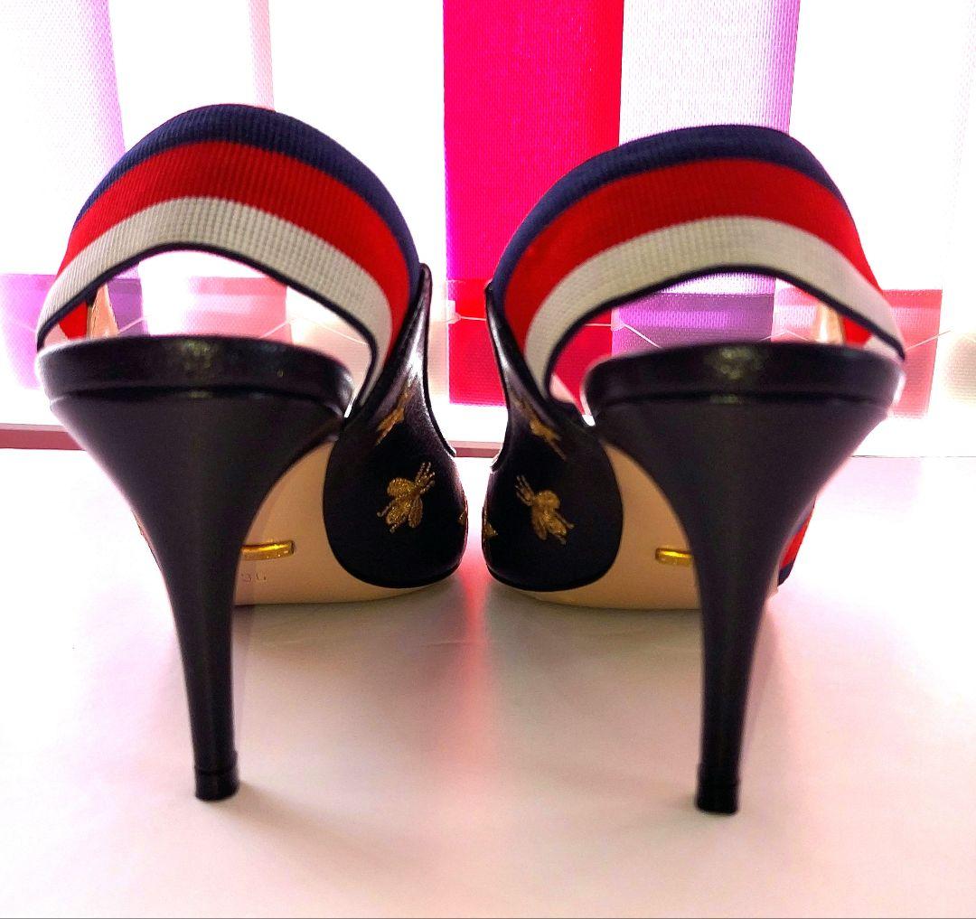 GUCCI✨36 レザースター柄パンプス黒