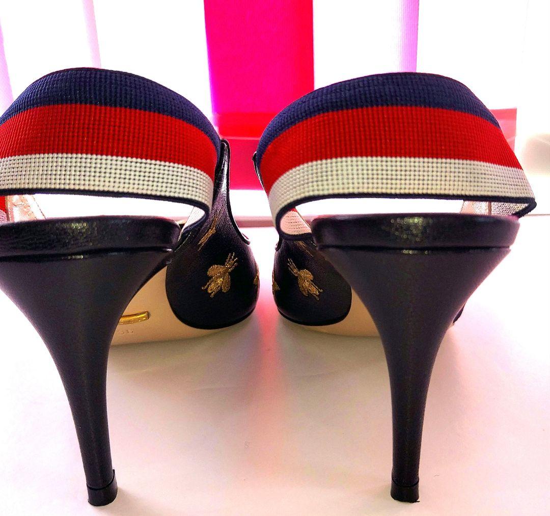 GUCCI✨36 レザースター柄パンプス黒