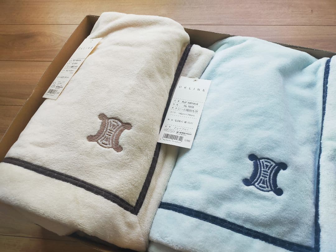 未使用CELINEセリーヌ シール織り 綿毛布 2枚セット シングル