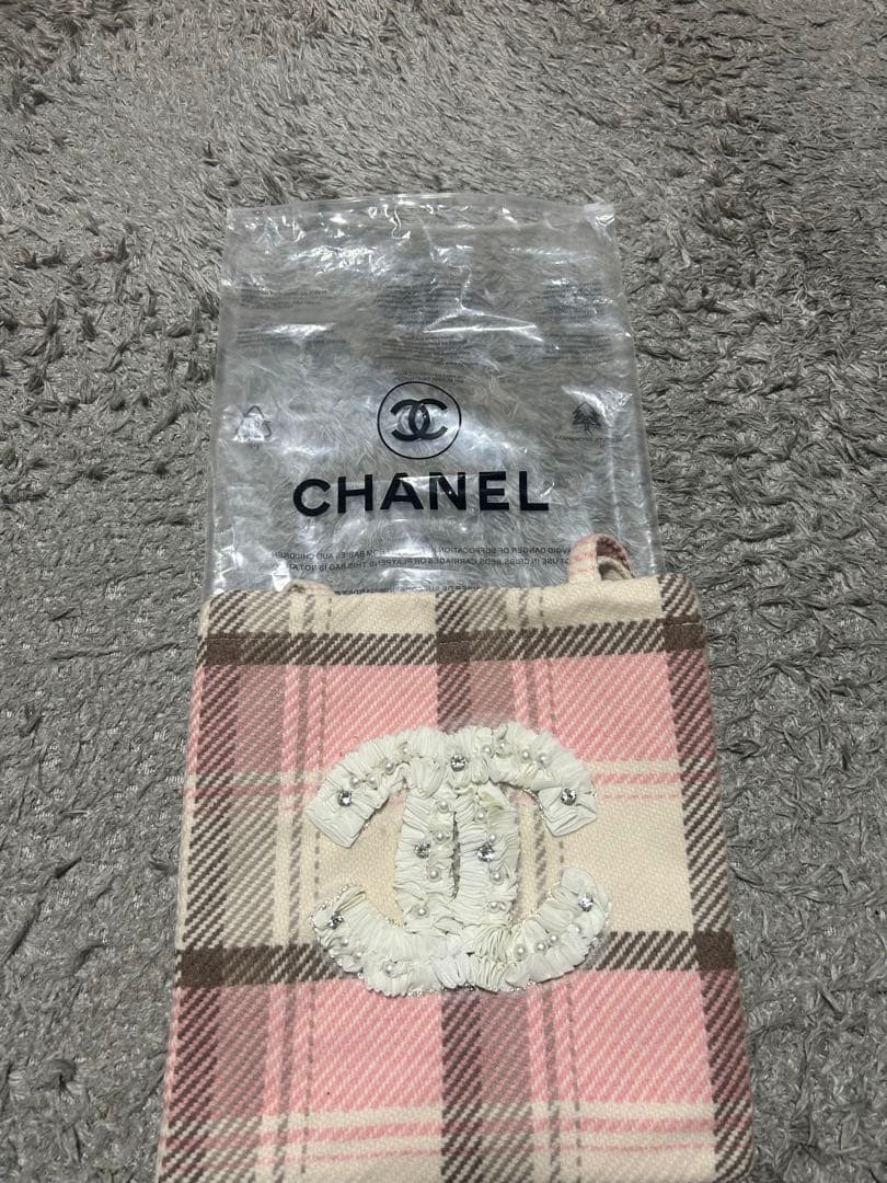 ノベルティ シャネル　ツイードバッグ　シフォン　パール