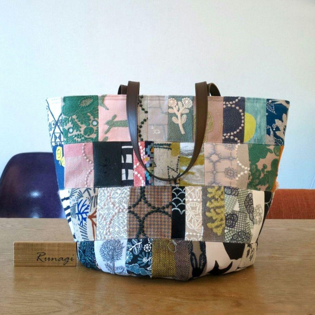 モザイクパッチの大きなバケツバッグ＊ミナペルホネン