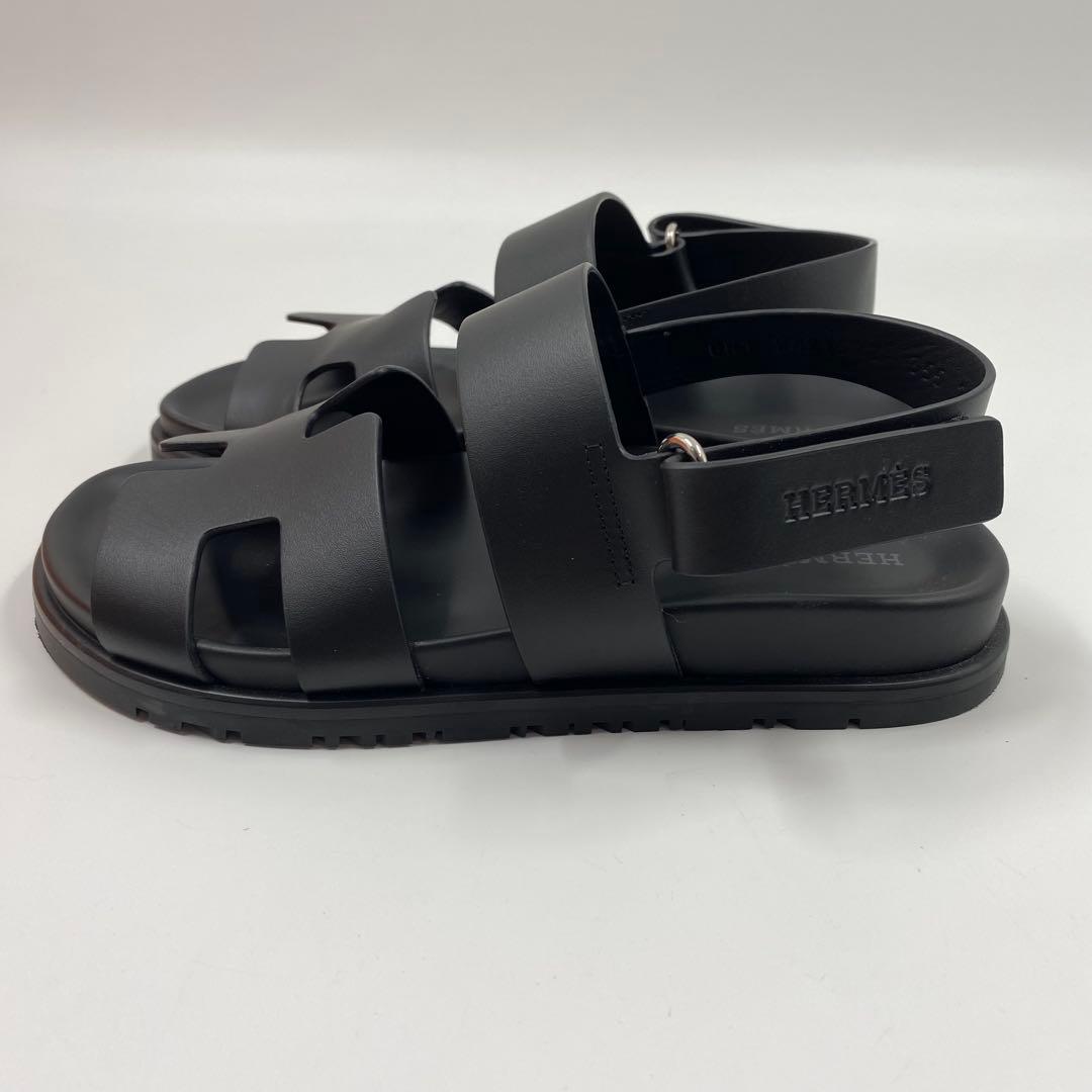 【極美品✨箱付き】HERMES エルメス　ジニアス　黒　サンダル　サイズ35.5
